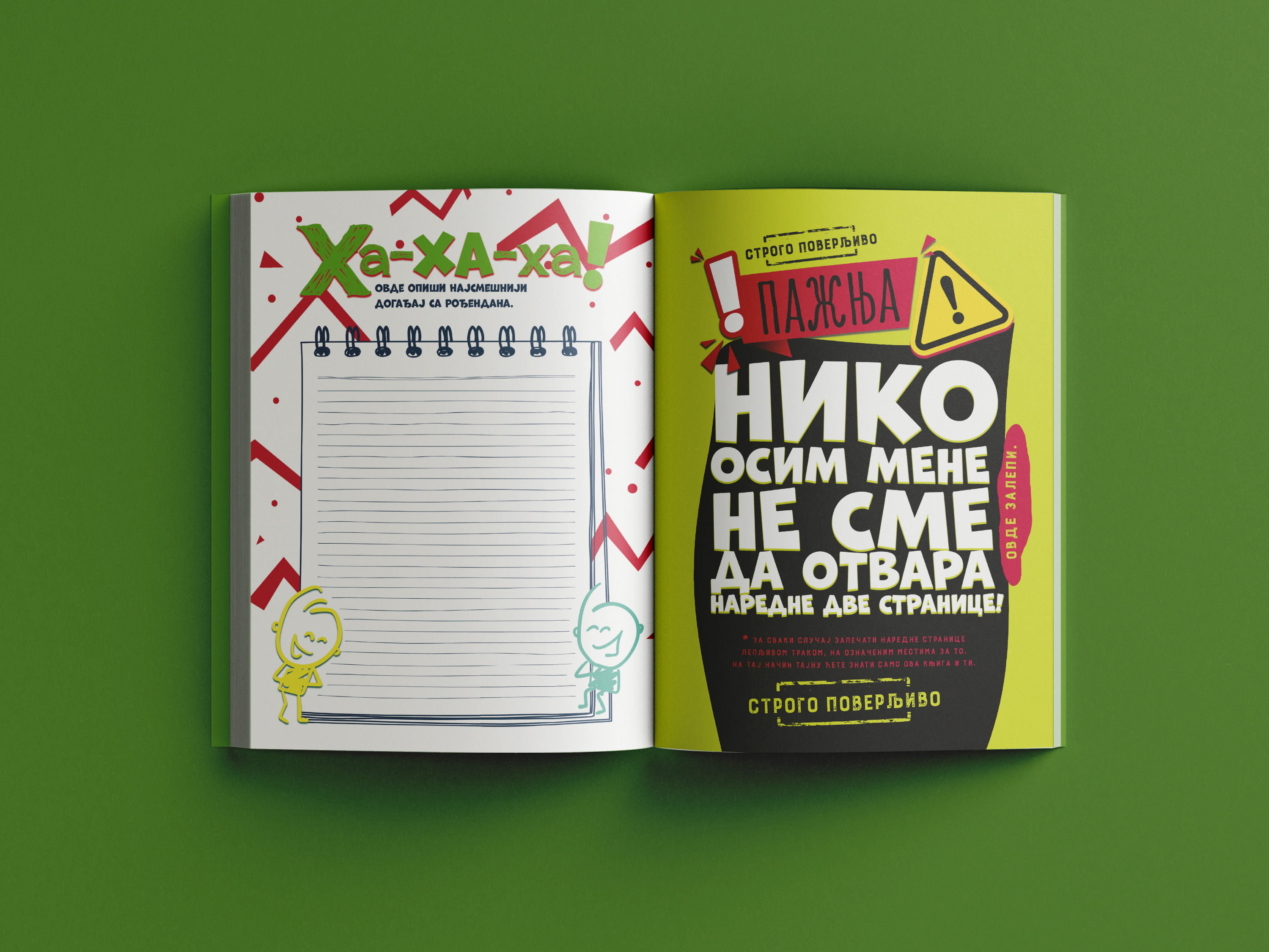 Birthday poll spread with playful hand-lettered would-you-rather questions